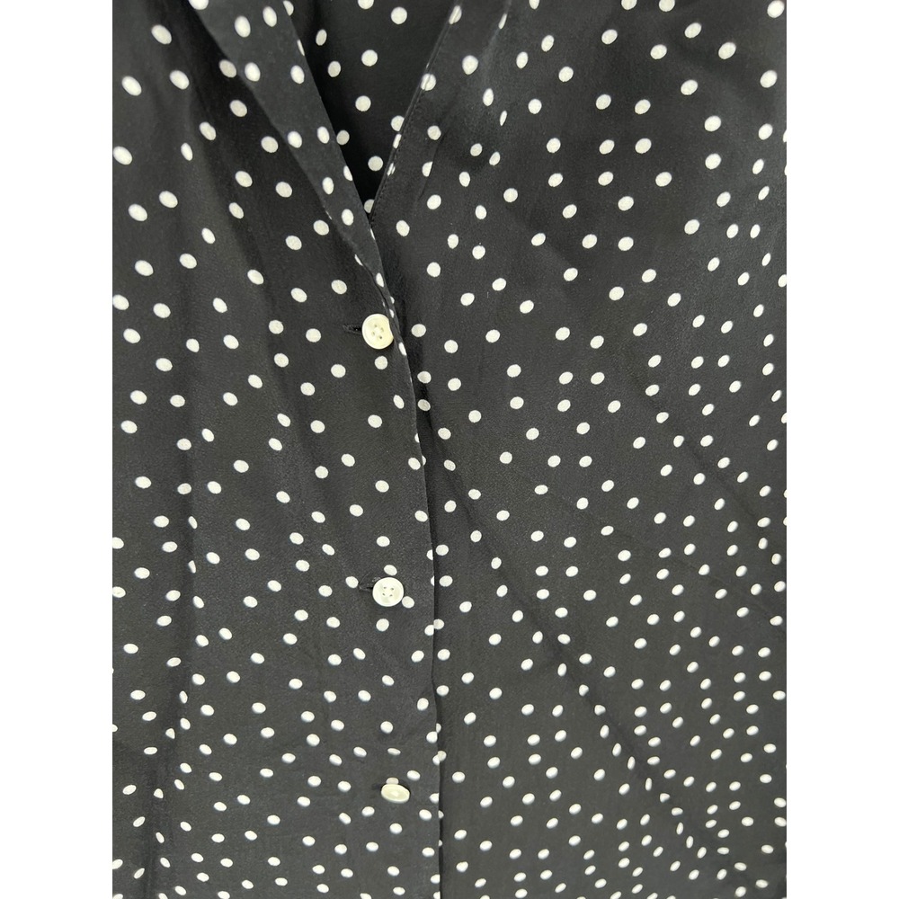 AYR Pool Boy Polka Dot Silk Blend Short Sleeve Button Down Shirt Black Large - Picture 2 of 8